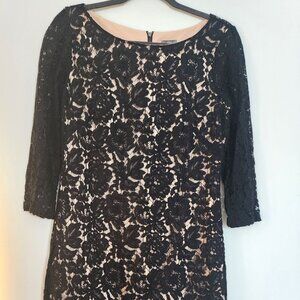 Vince Camuto Dress | Beautiful Floral Black Mini| 3/4 Lace Sleeves- Size 8- New!